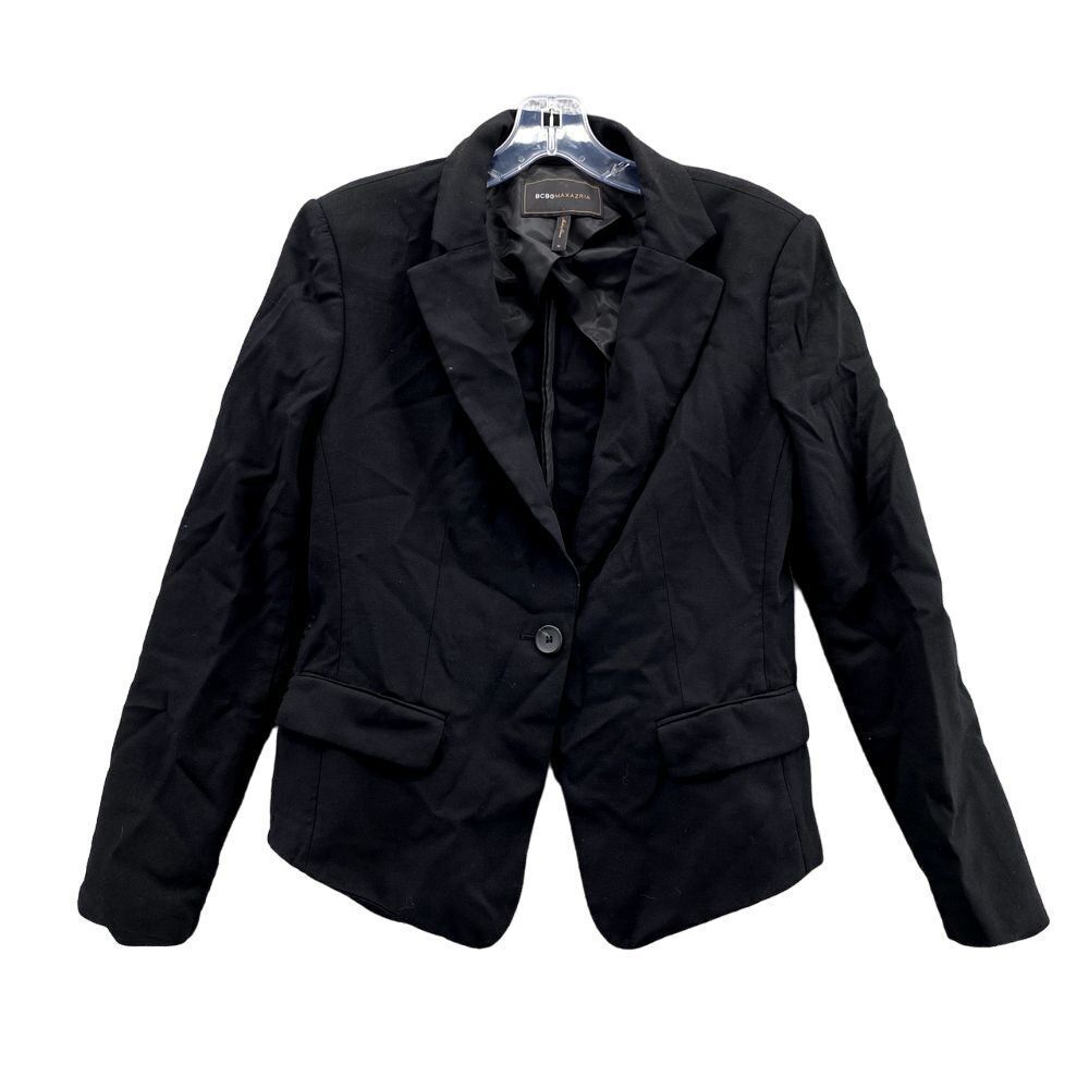 BCBGMAXAZRIA Wool Blend Blazer Womens Medium Black Sport‎ Coat Jacket Corpcore